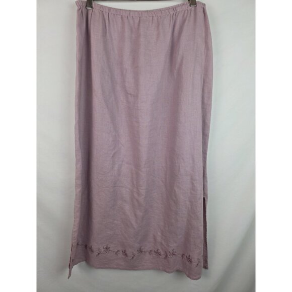 J.Jill Womens Outfit Size XL Missy Purple Linen Long Sleeve Top & Skirt Set - Picture 10 of 16